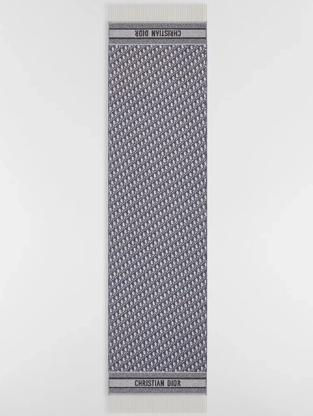 NEW ✨ DIOR ✨🩶 100% Cashmere Reversible Gray Large Fringed Scarf Shawl Wrap 🩶 - Picture 5 of 15